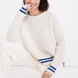 Madewell Stripe Trim Honeycomb Sweater Size XXL